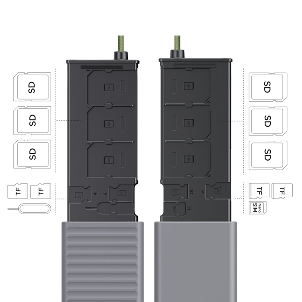 Αναγνώστης Καρτών USB / USB-C με Διοργανωτή UGREEN CM856 (55899), 2 x SD - microSD, Γκρι