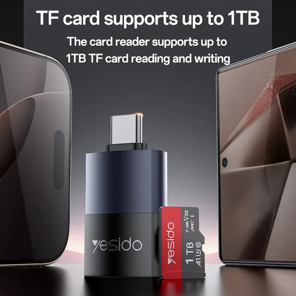 Αναγνώστης Καρτών USB-C Yesido GS37, microSD, Μαύρο