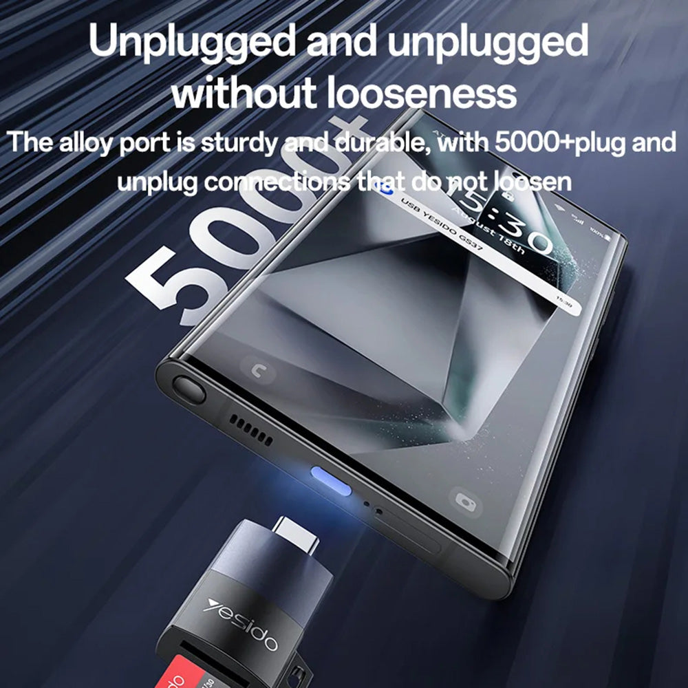Αναγνώστης Καρτών USB-C Yesido GS37, microSD, Μαύρο