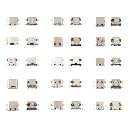 USB-C Charging Connectors, Various Models, Set 75 pieces