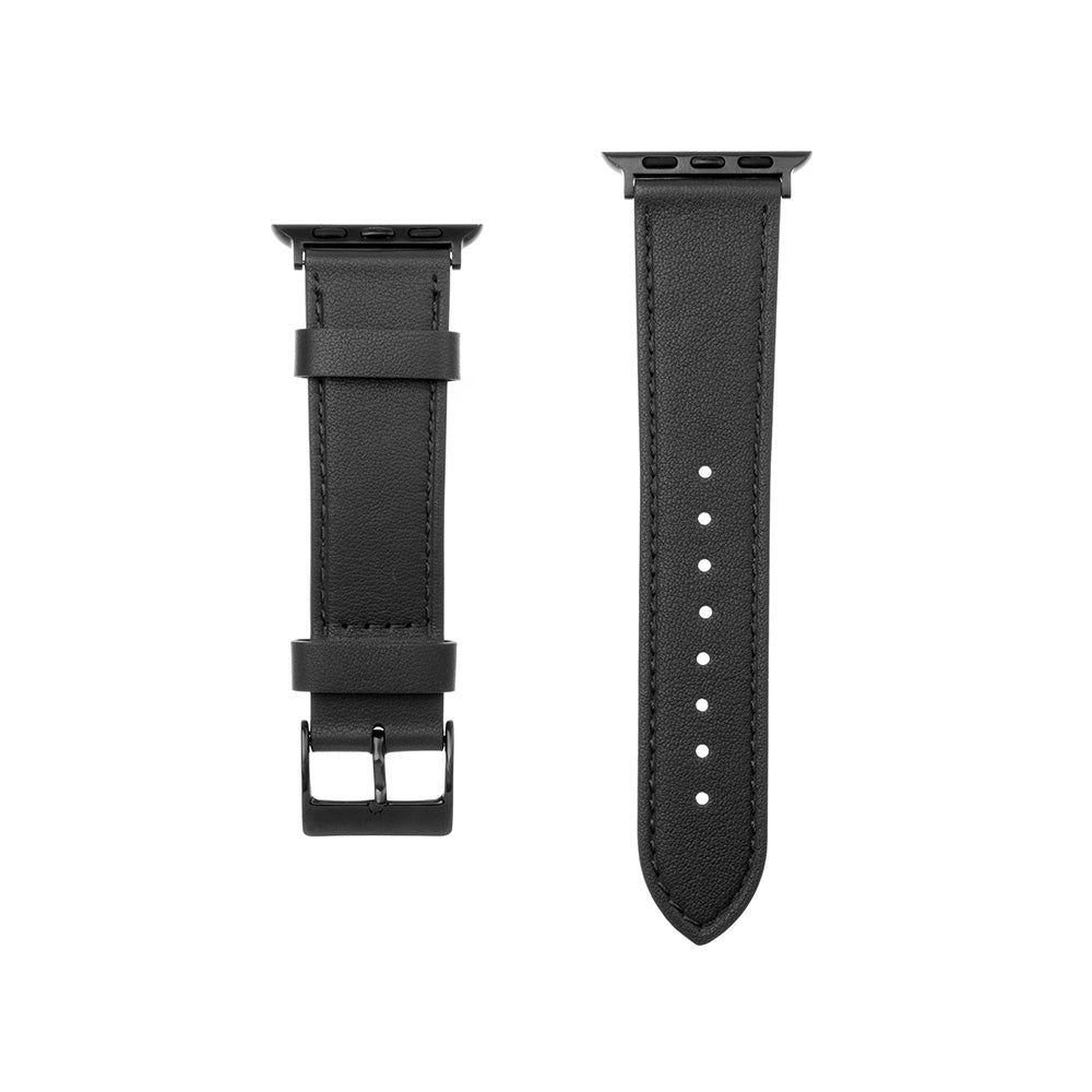 Λουράκι Fixed Leather για Apple Watch 49mm / 46mm / 45mm / 44mm / 42mm Series, Μαύρο