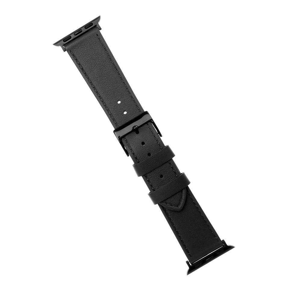Λουράκι Fixed Leather για Apple Watch 49mm / 46mm / 45mm / 44mm / 42mm Series, Μαύρο