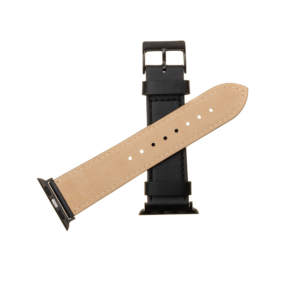 Λουράκι Fixed Leather για Apple Watch 49mm / 46mm / 45mm / 44mm / 42mm Series, Μαύρο