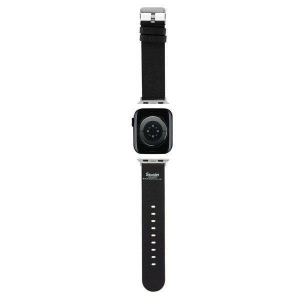 Λουράκι Hello Kitty Leather Kitty & Bows για Apple Watch 42mm / 41mm / 40mm / 38mm Series, Μαύρο