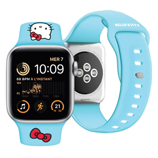 Λουράκι Hello Kitty Silicone Kitty Head για Apple Watch 42mm / 41mm / 40mm / 38mm Series, Μπλε