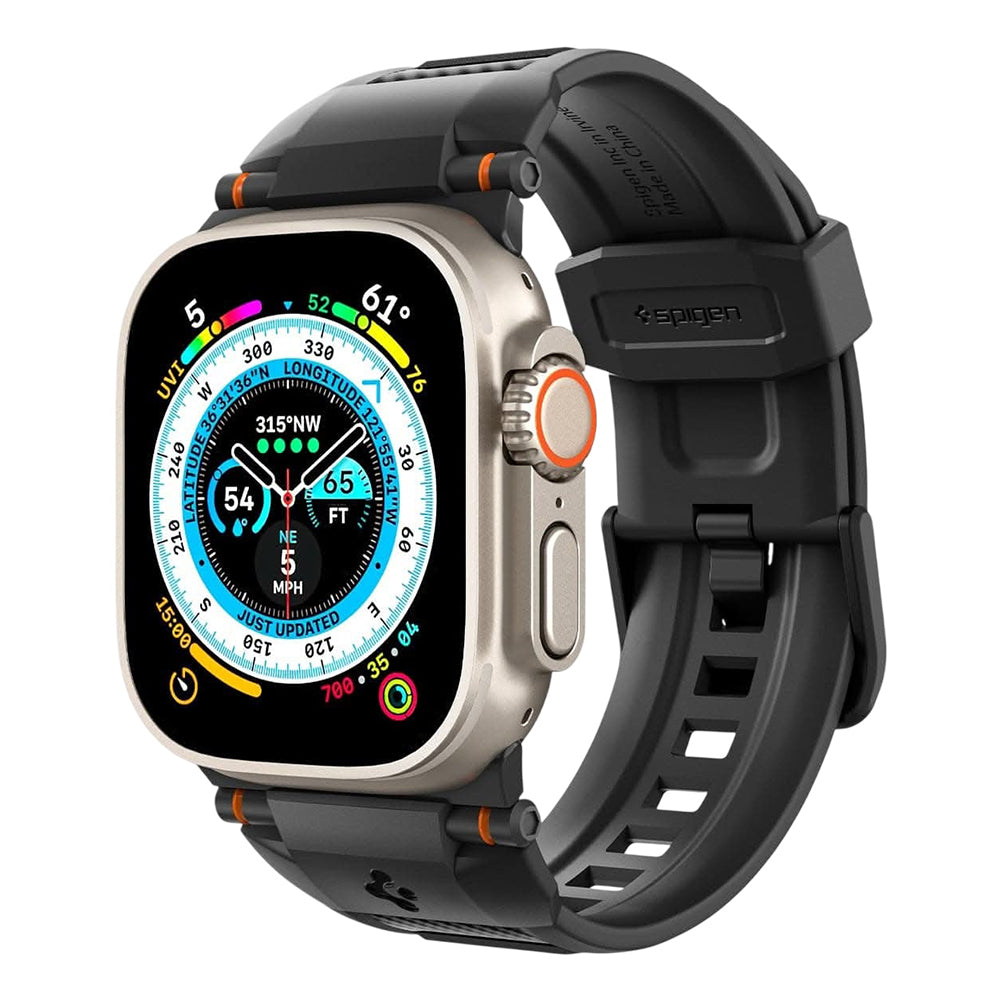 Spigen Rugged Band for Apple Watch 49mm / 46mm / 45mm / 44mm Series, Black AMP07105