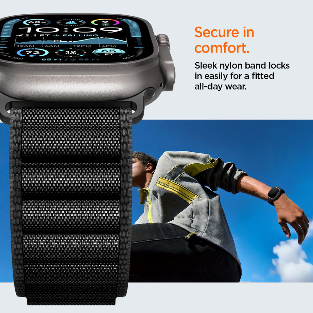 Spigen WBF1 Strap for Apple Watch 49mm / 46mm / 45mm / 44mm Series, Black AMP10144