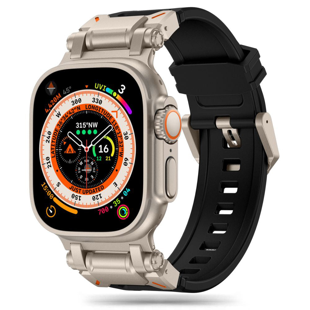 Λουράκι Techsuit W064 για Apple Watch 49mm / 46mm / 45mm / 44mm / 42mm Series, Μαύρο Ασημί