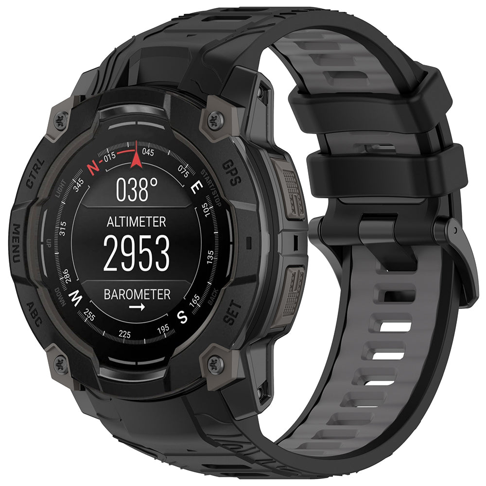 Λουράκι Techsuit W077 για Garmin Instinct 3 50mm Solar / Instinct 3 50mm, Μαύρο Γκρι