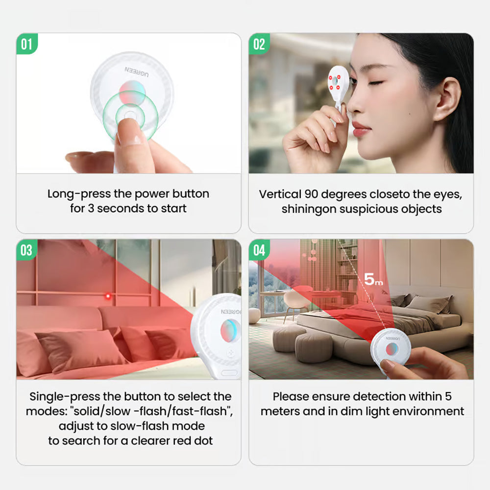 UGREEN LP793 (35579) Hidden Camera Detector, Black