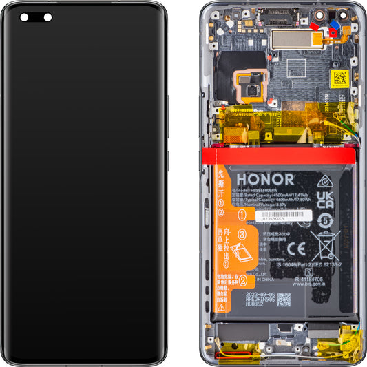 Οθόνη αφής Οθόνη αφής Honor Magic4 Pro, με πλαίσιο και μπαταρία, μαύρο, πακέτο σέρβις 0235AGXA