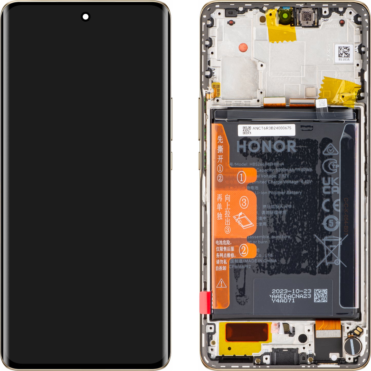 Οθόνη αφής με οθόνη αφής Honor Magic6 Lite, με πλαίσιο και μπαταρία, πορτοκαλί (Sunrise Orange), Service Pack 0235AHHS, Service Pack 0235AHHS
