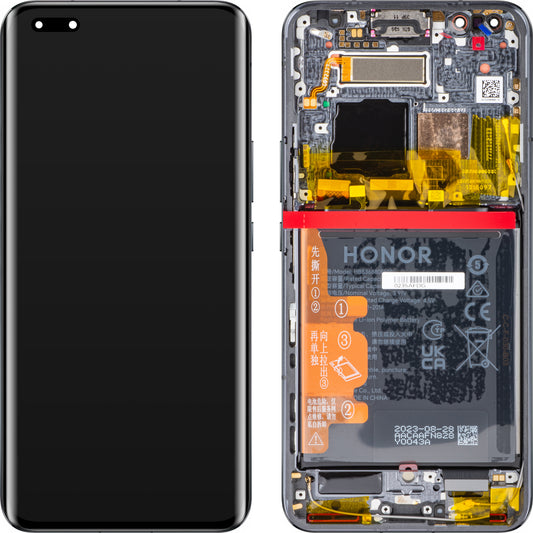 Οθόνη αφής Οθόνη αφής Honor Magic5 Pro, με πλαίσιο και μπαταρία, μαύρο, πακέτο σέρβις 0235AFDG