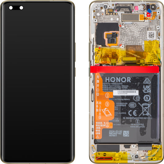 Οθόνη αφής Οθόνη αφής Honor Magic4 Pro, με πλαίσιο και μπαταρία, χρυσό, πακέτο σέρβις 0235AGXB