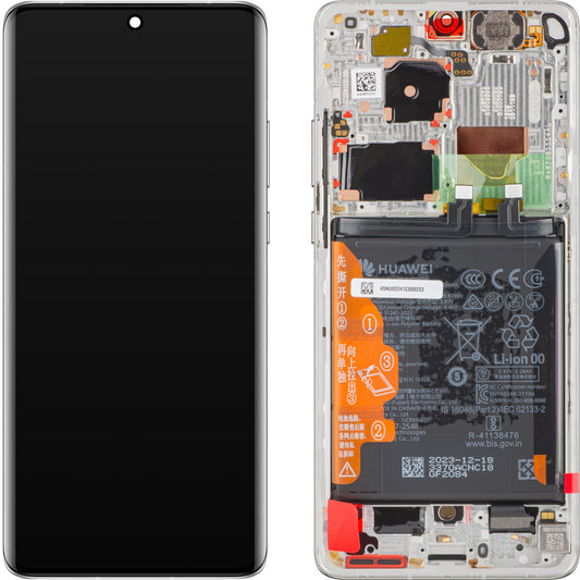 Οθόνη με οθόνη αφής Huawei P50 Pro, με πλαίσιο και μπαταρία, Pearl White, Service Pack 02354SNU