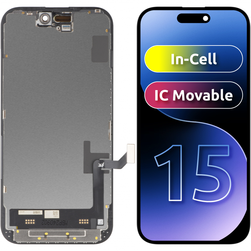 Οθόνη αφής JK για Apple iPhone 15, με πλαίσιο, έκδοση LCD εντός κυψέλης, μαύρο