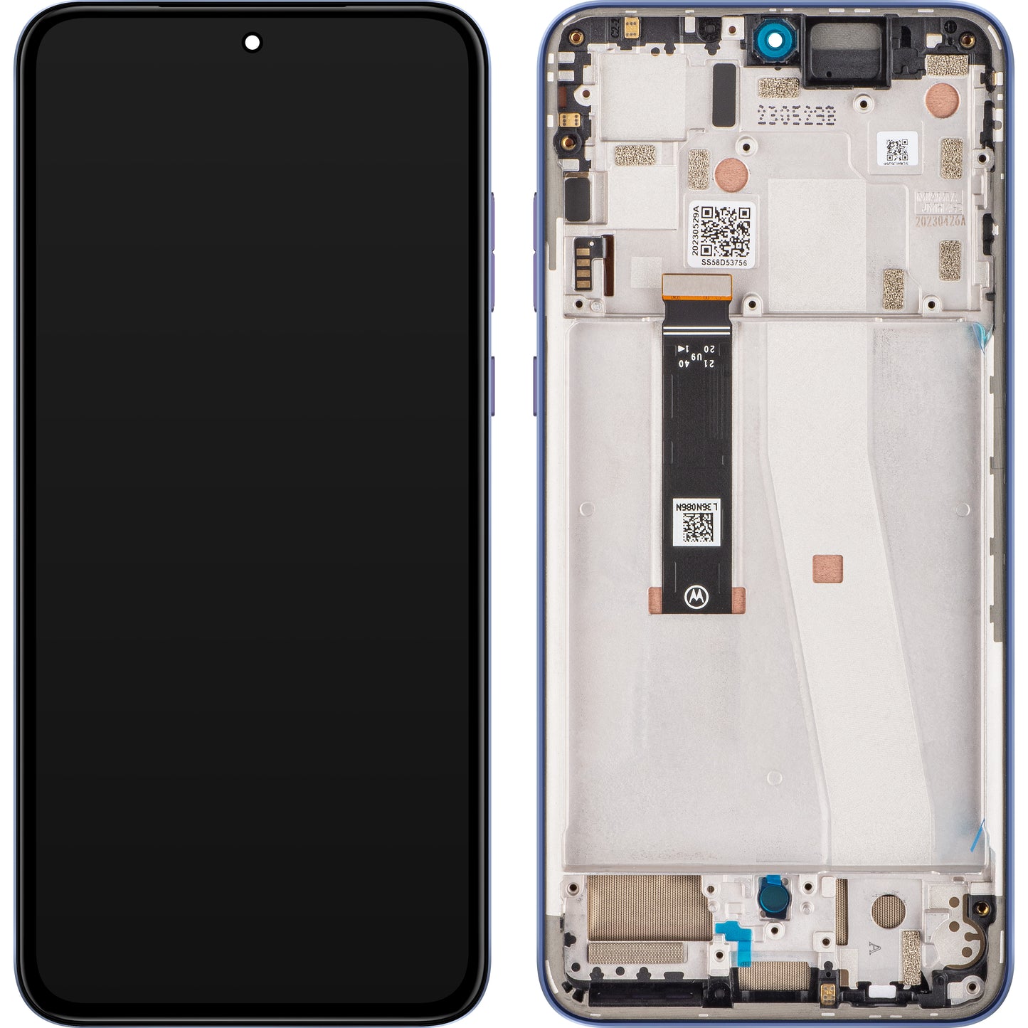 Οθόνη αφής Motorola Edge 30 Neo, με πλαίσιο, μωβ (πολύ περι), πακέτο σέρβις 5D68C21405