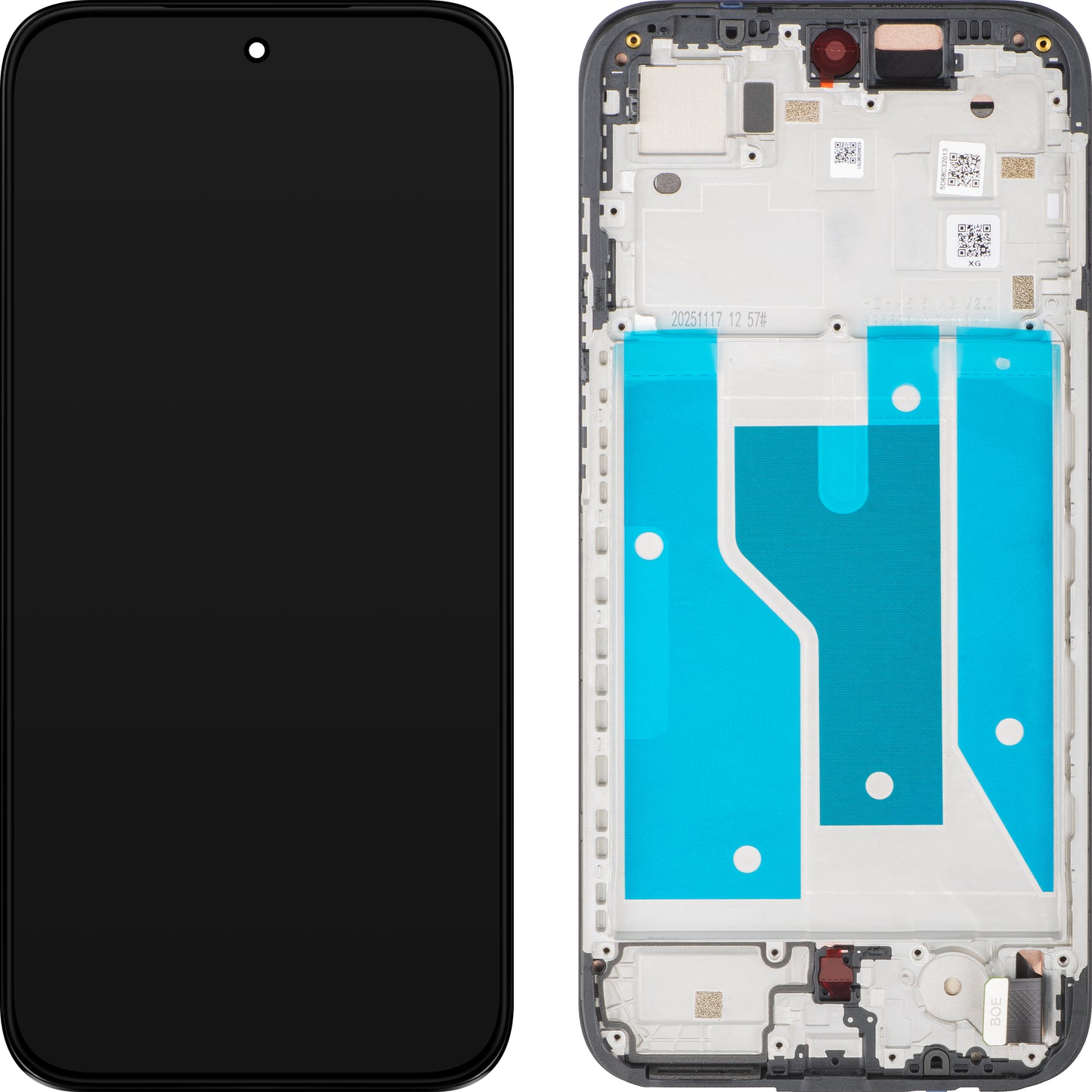 Οθόνη με οθόνη αφής Motorola Moto G77 / G67, με Πλαίσιο, Μαύρο (Pantone Black Olive), Service Pack 5D68C32013