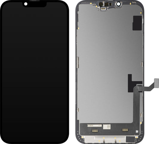 MP Touchscreen Display compatible with Apple iPhone 14 Plus, with Frame, Soft OLED FHD Movable IC Version, Black