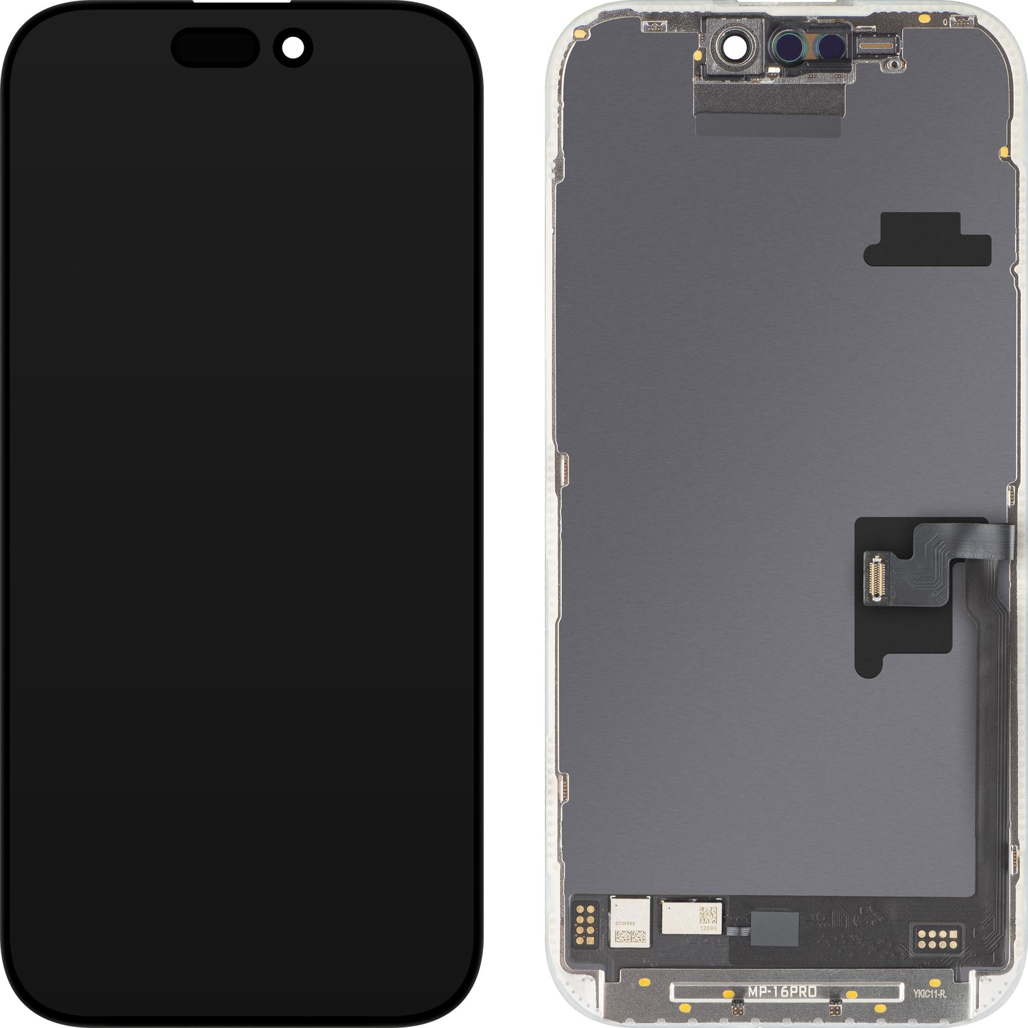 MP Touchscreen Display compatible with Apple iPhone 16 Pro, with Frame, OLED FHD 120Hz Diagnostic Soft Version, Black