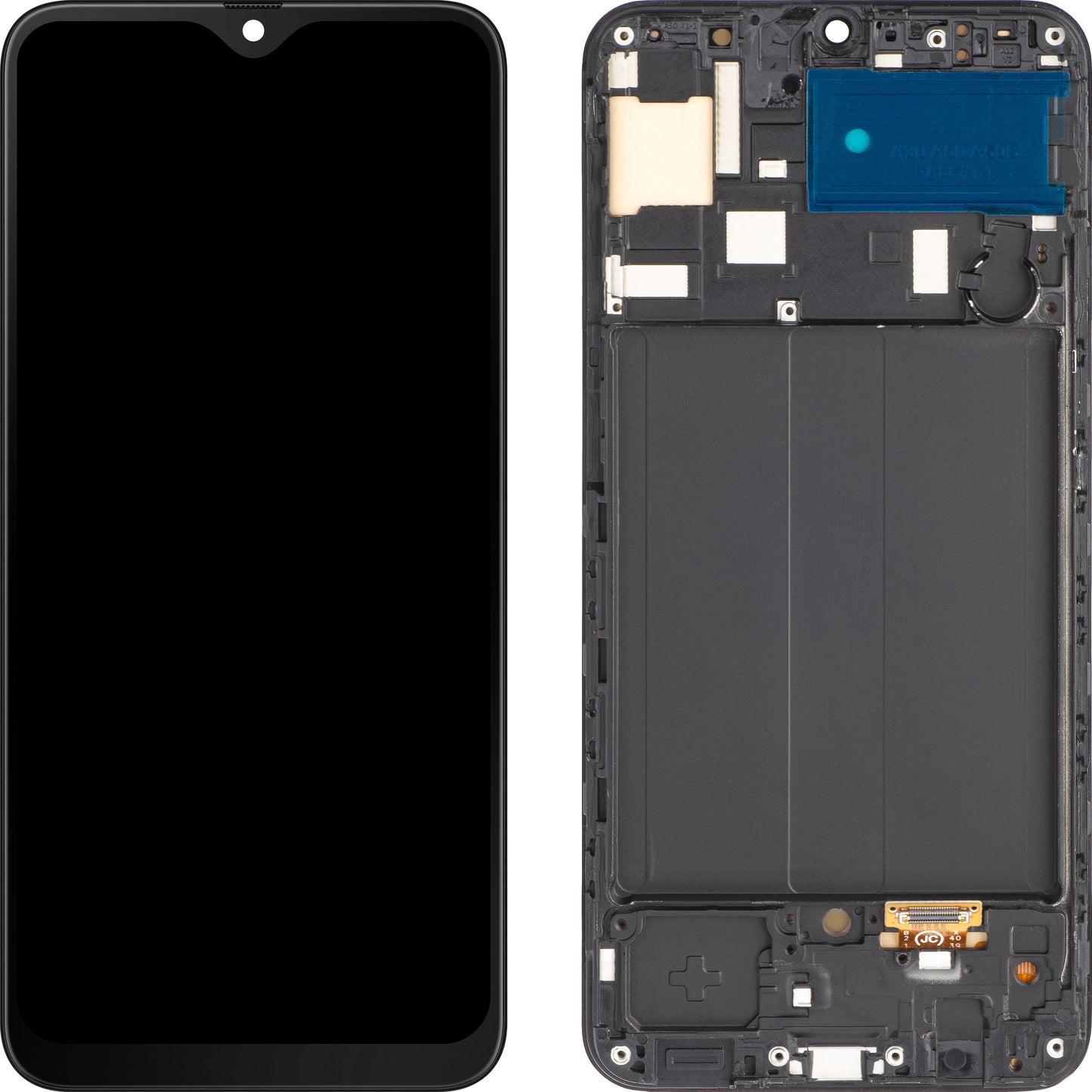 MP Οθόνη αφής συμβατή με Samsung Galaxy A50 A505, με πλαίσιο, έκδοση OLED, Μαύρο