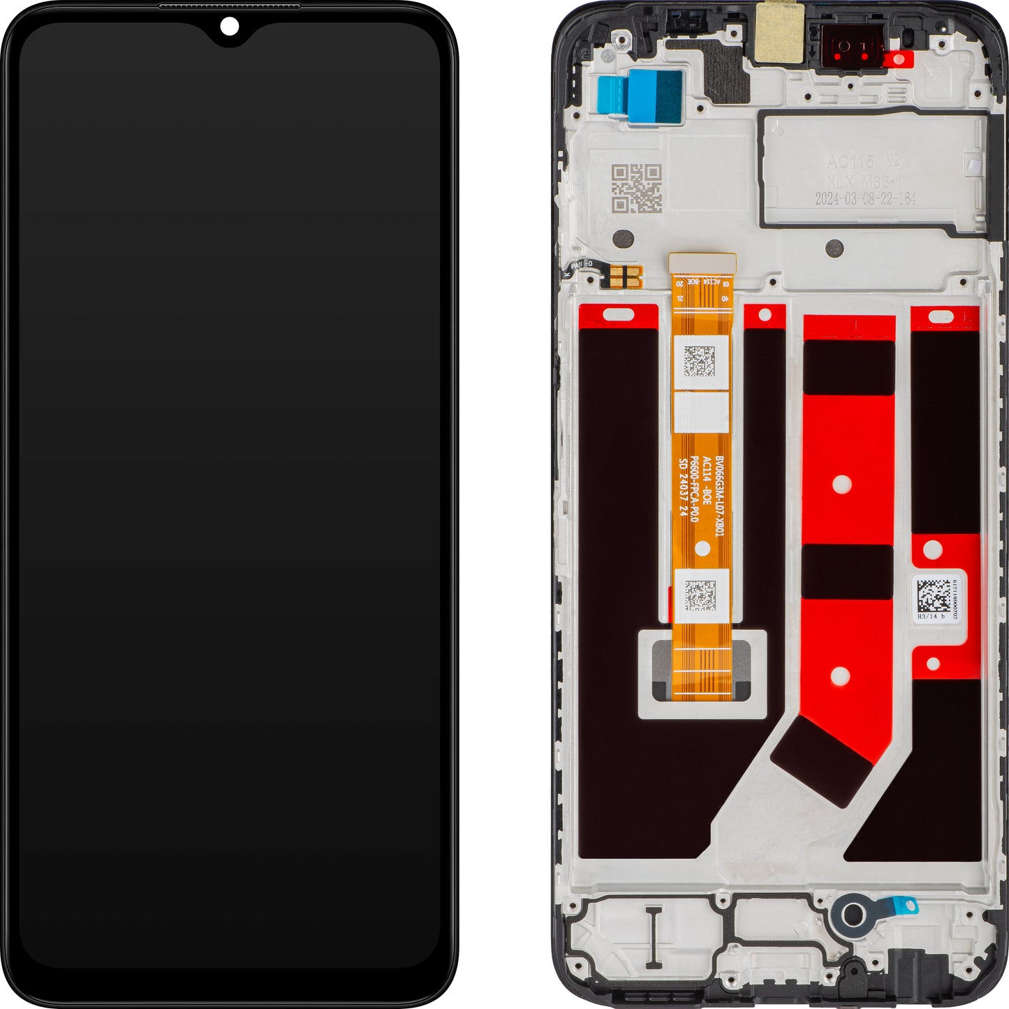 Οθόνη με οθόνη αφής Oppo A18 / A38, με πλαίσιο, μαύρο, επανασφραγισμένο 621029000099