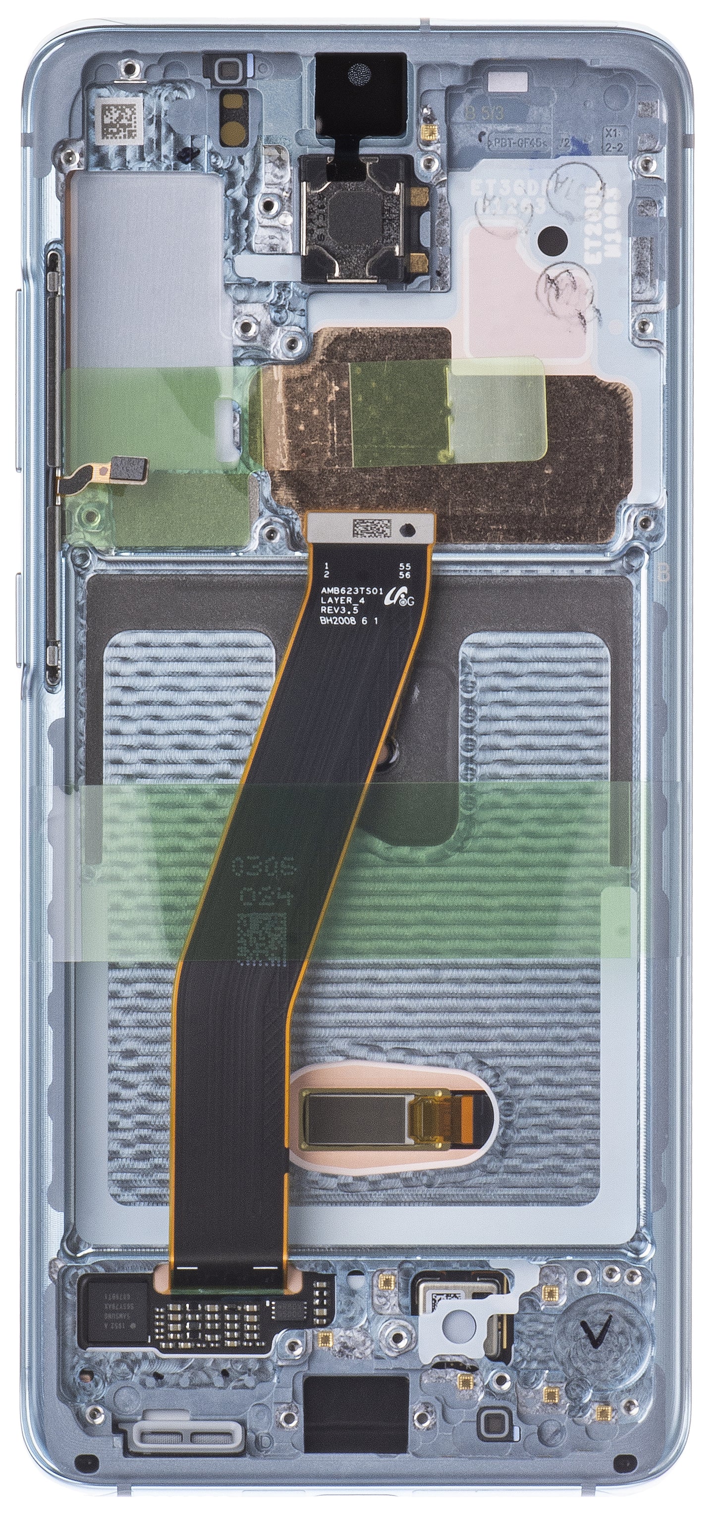 Οθόνη αφής Samsung Galaxy Galaxy S20 5G G981 / S20 G980, με πλαίσιο, μπλε, πακέτο σέρβις GH82-31432D