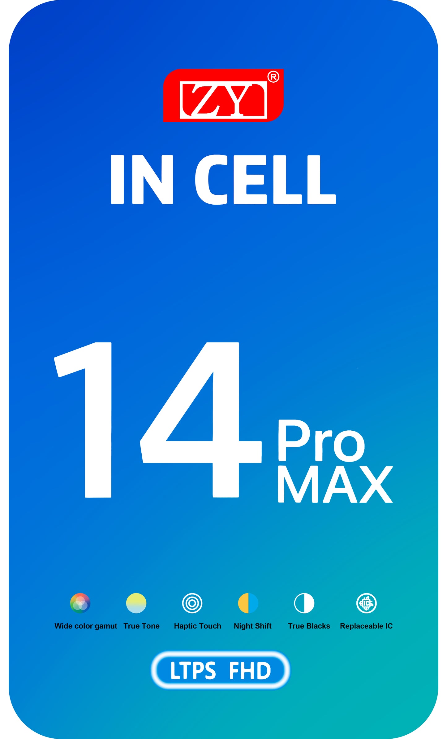 Οθόνη με Αφής ZY για Apple iPhone 14 Pro, με Πλαίσιο, Έκδοση LCD In-Cell IC Κινητή, Μαύρο