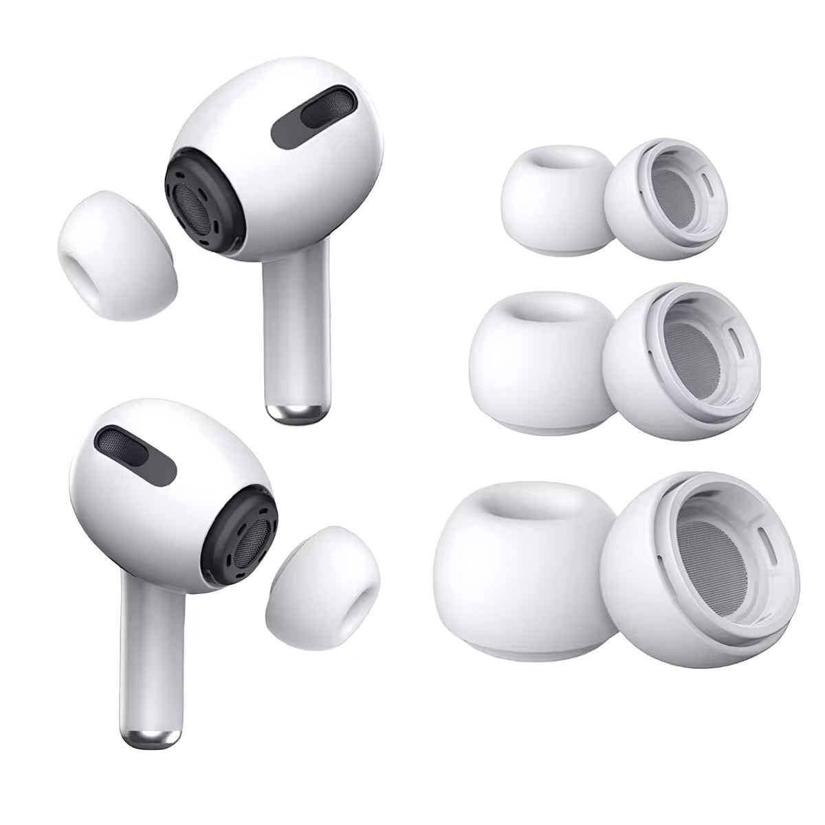 Προστατευτικά Βύσματα Tech-Protect για Apple AirPods Pro Series, Μέγεθος S / M / L, Λευκά