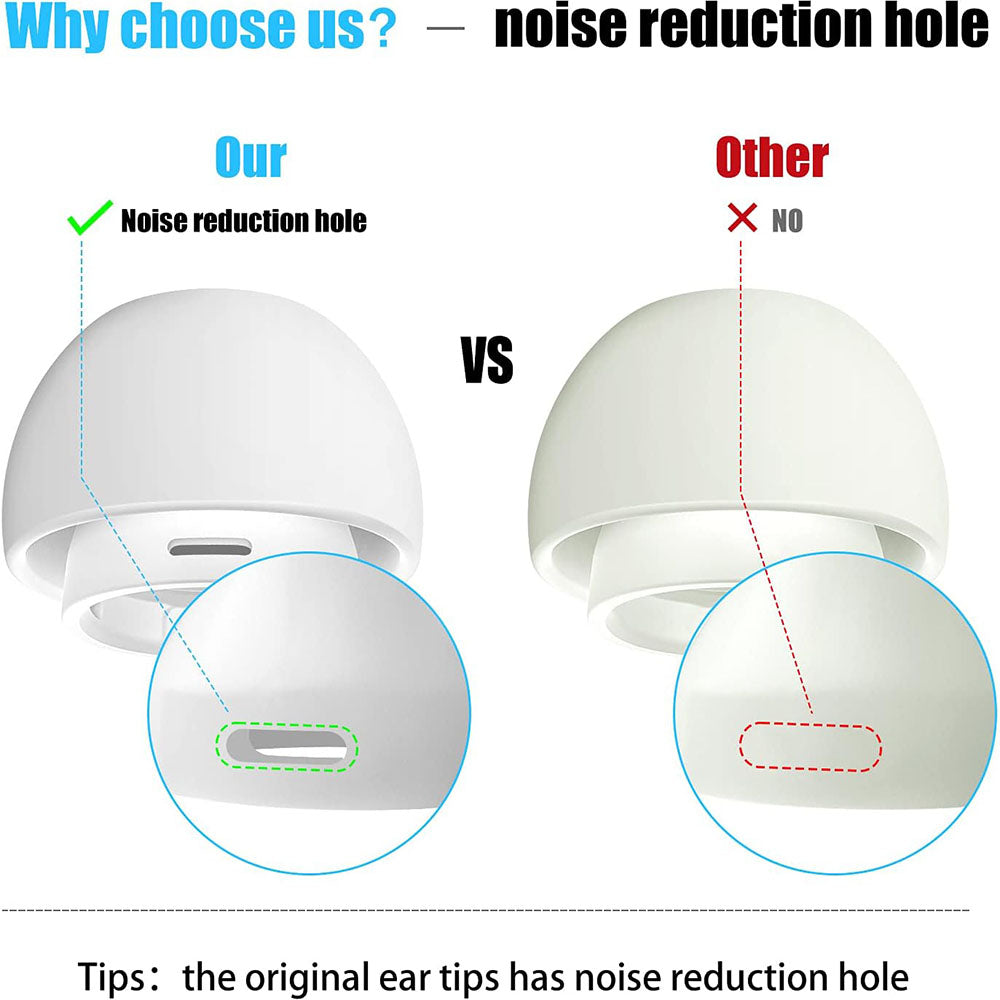Techsuit ET2 Ear Tips for Apple AirPods Pro 3, Size XS / S / L, White