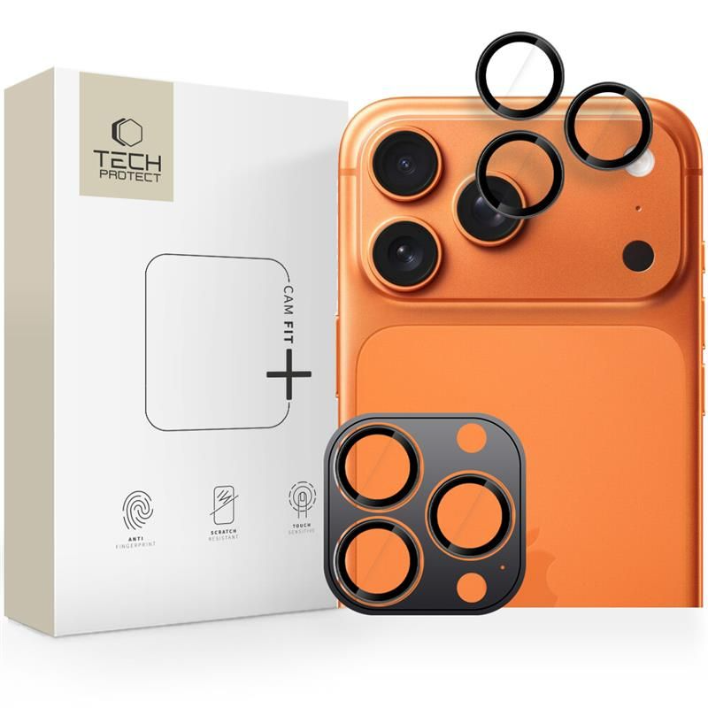 Προστατευτική Μεμβράνη Κάμερας Πίσω Tech-Protect CamRing Fit+ για Apple iPhone 17 Pro Max / 17 Pro / 16 Pro Max, Ενισχυμένο Γυαλί, Μαύρη