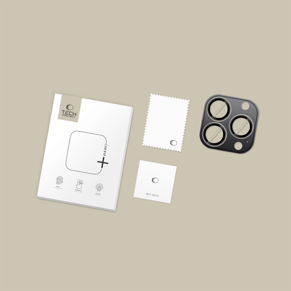 Προστατευτική Μεμβράνη Κάμερας Πίσω Tech-Protect CamRing Fit+ για Apple iPhone 17 Pro Max / 17 Pro / 16 Pro Max, Ενισχυμένο Γυαλί, Μαύρη