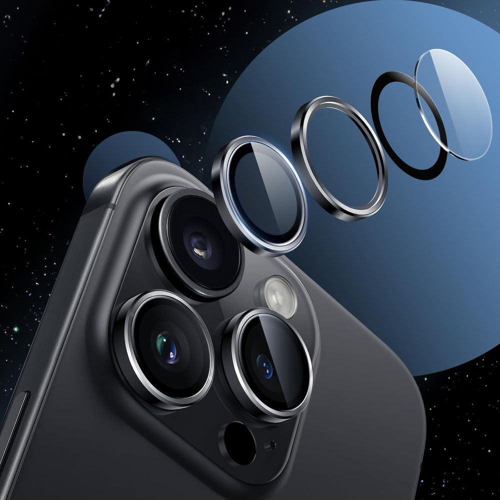 Προστατευτική Μεμβράνη Κάμερας Πίσω Tech-Protect CamRing Fit+ για Apple iPhone 17 Pro Max / 17 Pro / 16 Pro Max, Ενισχυμένο Γυαλί, Μαύρη