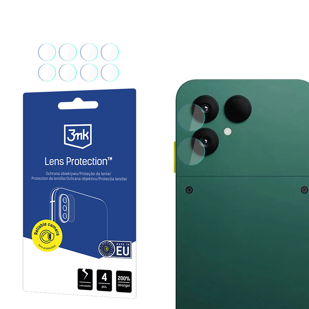 3MK Protection Rear Camera Protective Film for Fairphone 6, Tempered Glass, Set of 4 Pieces, Transparent