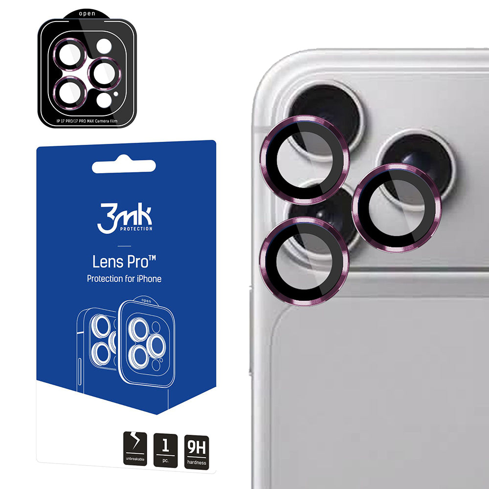 Προστατευτική μεμβράνη για πίσω κάμερα 3MK Protection Pro για Apple iPhone 18 Pro / 18 Pro Max, Ασφαλισμένο γυαλί, Βυσσινί