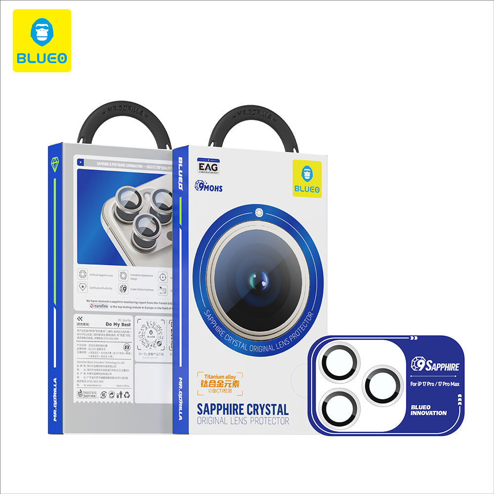 Προστατευτική Μεμβράνη Κάμερας Πίσω Blueo Sapphire Crystal για Apple iPhone 17 Pro Max / 17 Pro, Ενισχυμένο Γυαλί, Σκούρο Μπλε