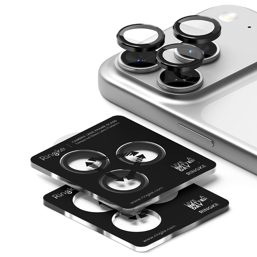 Προστατευτική Μεμβράνη Κάμερας Πίσω Ringke για Apple iPhone 17 Pro Max / 17 Pro, Ενισχυμένο Γυαλί, Μαύρη