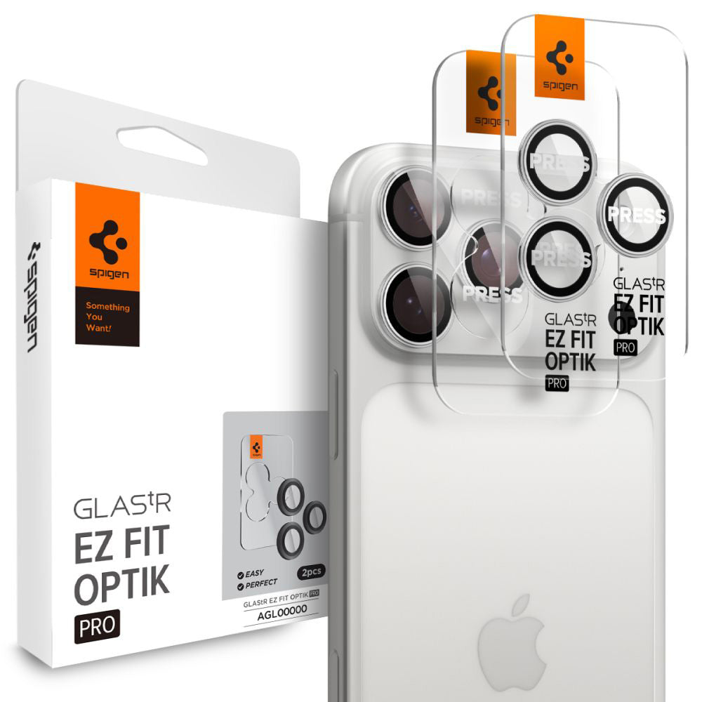 Προστατευτική Μεμβράνη Κάμερας Πίσω Spigen GlastR EZ FIT Optik Pro για Apple iPhone 17 Pro Max / 17 Pro, Ενισχυμένο Γυαλί, Σετ 2 τεμαχίων, Ασημί