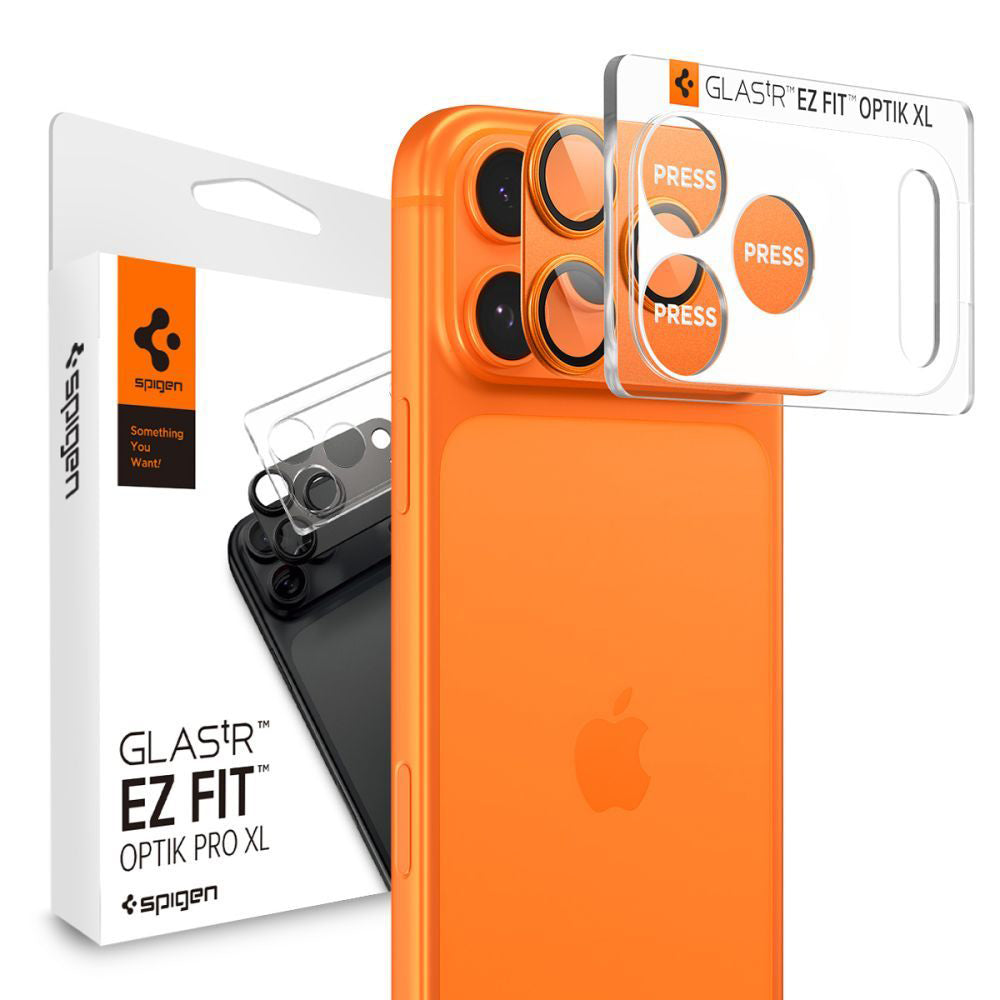 Προστατευτική Μεμβράνη Κάμερας Πίσω Spigen GlastR EZ FIT Optik Pro XL για Apple iPhone 17 Pro, Ενισχυμένο Γυαλί, Πορτοκαλί AGL10645