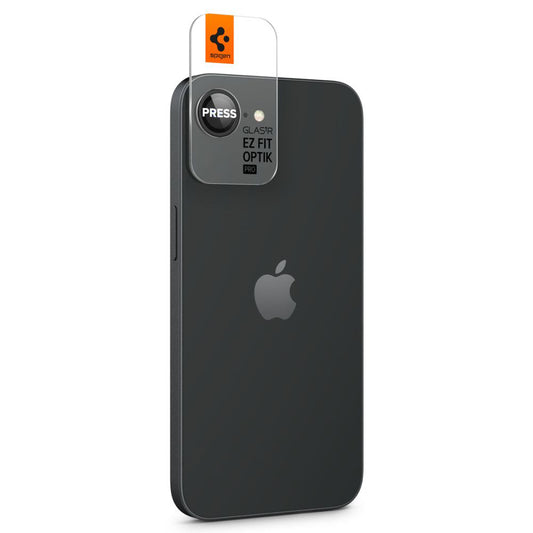 Spigen GlastR EZ FIT Optik Pro Rear Camera Protector for Apple iPhone 17e / 16e, Tempered Glass, Set of 2 pieces, Black AGL09279