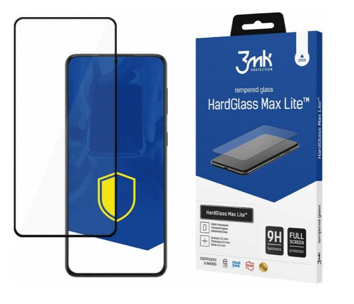 Προστατευτικό οθόνης 3MK HardGlass Max Lite για Samsung Galaxy S22 5G S901, γυάλινη ασπίδα, πλήρης κόλλα, μαύρο
