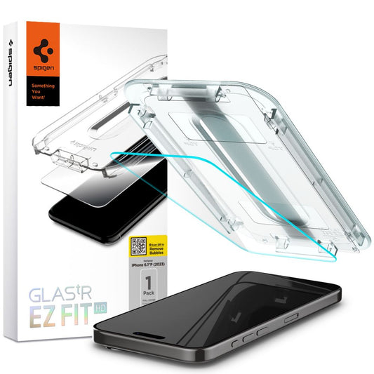 Προστατευτικό οθόνης Spigen EZ FIT για Apple iPhone 15 Pro, Θωρακισμένο γυαλί, Πλήρης κόλληση, 2.5D AGL06898 AGL06898
