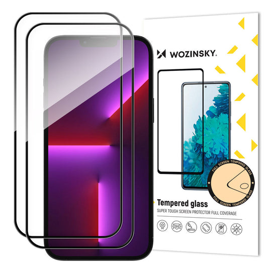 WZK Προστατευτικό οθόνης για Apple iPhone 15 Pro, Θωρακισμένο γυαλί, Πλήρης κόλληση, Σετ 2 τεμαχίων, Φιλικό προς θήκη, Μαύρο