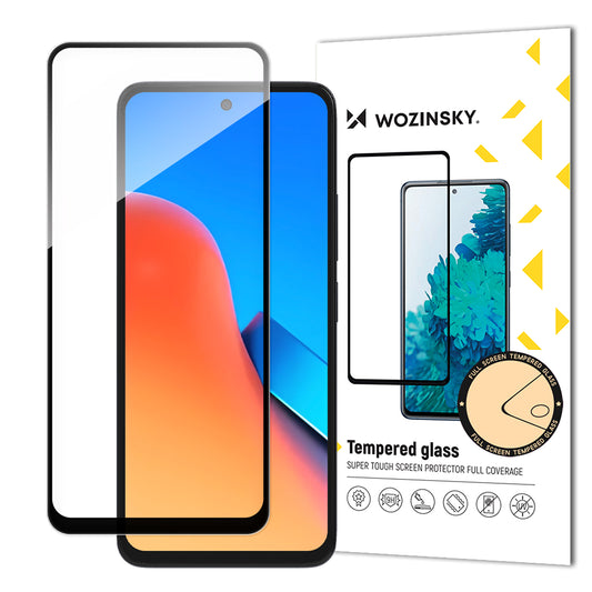 WZK Προστατευτικό οθόνης για Xiaomi Redmi 12, γυάλινη ασπίδα, πλήρης κόλλα, μαύρο