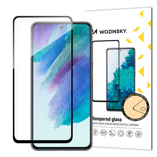 WZK Προστατευτικό οθόνης για Samsung Galaxy S23 FE S711, Θωρακισμένο γυαλί, Πλήρης κόλληση, Μαύρο
