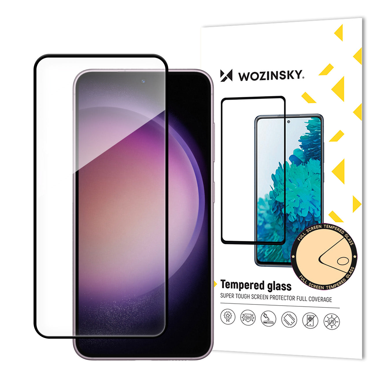 WZK Προστατευτικό οθόνης για Samsung Galaxy S24 S921, γυάλινη ασπίδα, πλήρης κόλλα, μαύρο