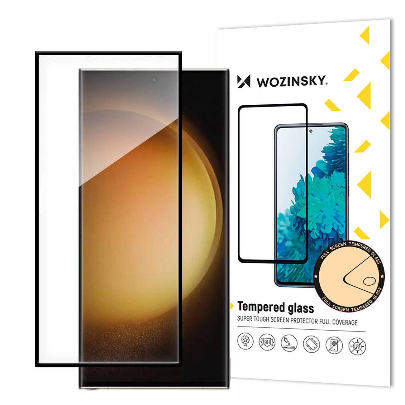 WZK Προστατευτικό οθόνης για Samsung Galaxy S24 Ultra S928, Θωρακισμένο γυαλί, Πλήρης κόλλα, Μαύρο