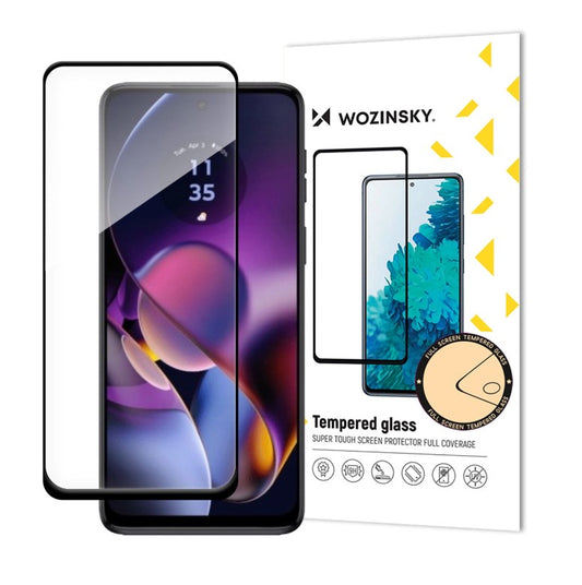 WZK Προστατευτικό οθόνης για Motorola Moto G54, Θωρακισμένο γυαλί, Πλήρης κόλληση, Μαύρο