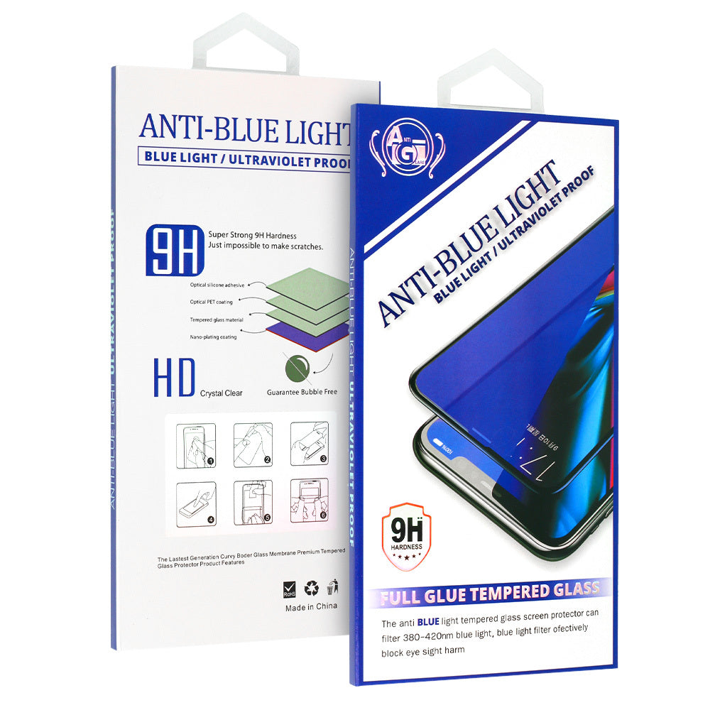 OEM Anti Blue Light Screen Protector for Samsung Galaxy A70 A705, Shielded Glass, Full Glue, Black