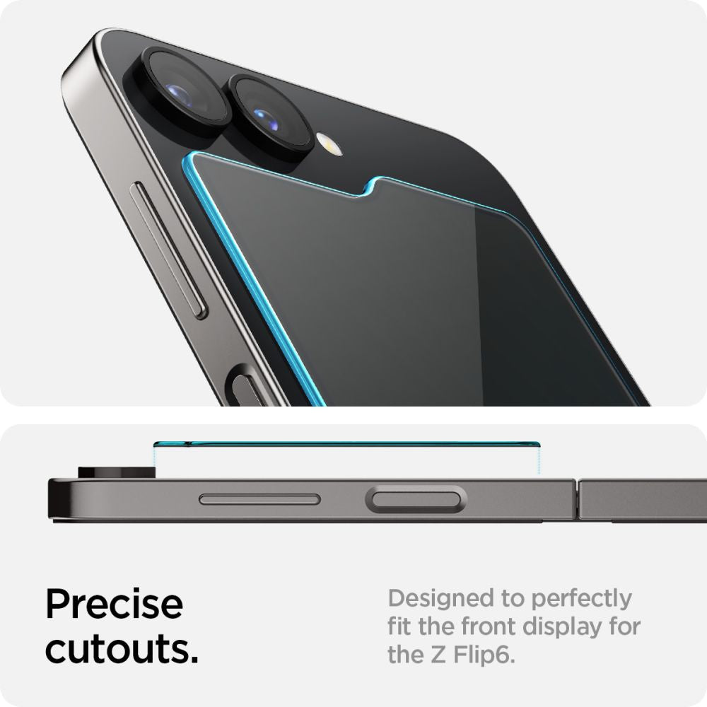 Spigen GlastR EZ FIT Exterior Screen Protector for Samsung Galaxy Z Flip6 F741, Tempered Glass, Full Glue, Set of 2 pieces AGL07972